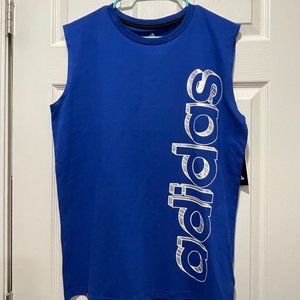 Adidas Youth Sleeveless Boys XL(18/20) Bright Blue T-Shirt NWT Workout Active